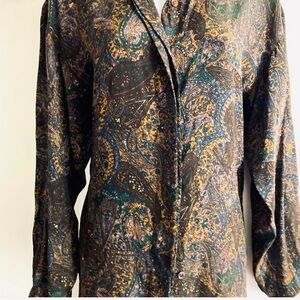 Very Vintage Burberry Silk Paisley Blouse M